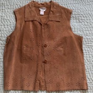 Coldwater Creek leather vest with cut design